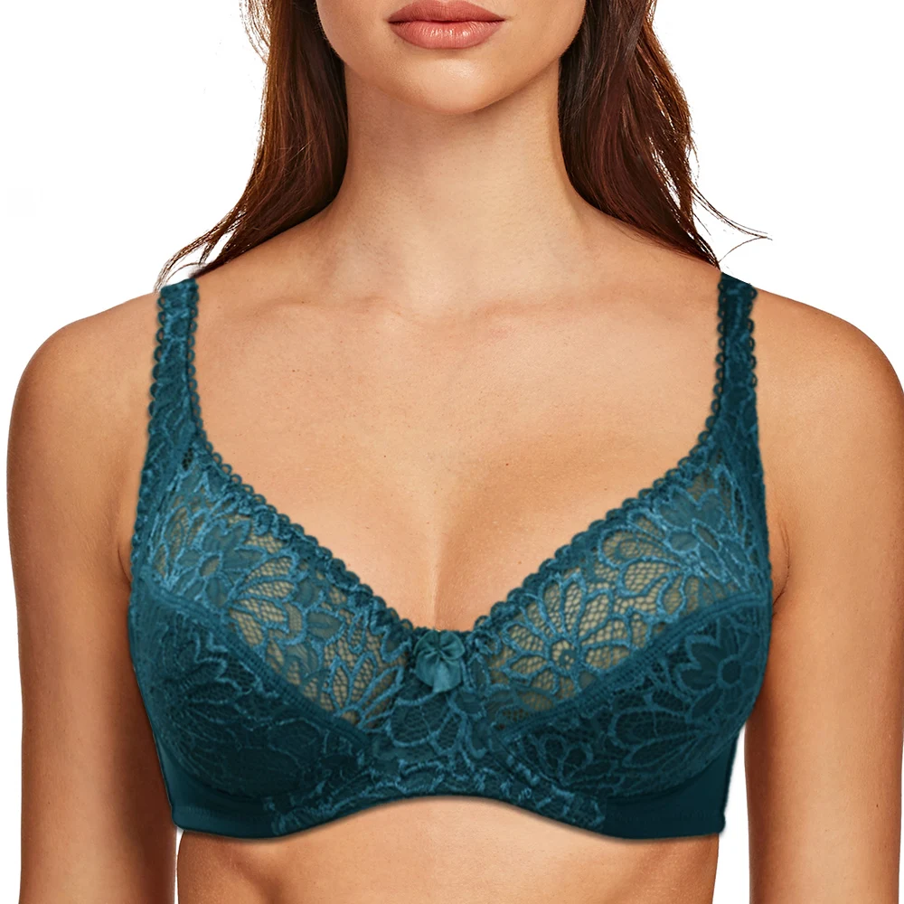 Plus Size Bras For Womens Lace Sexy Bra Perspective Underwire Female Lingerie BH Tops C D DD E F Cup