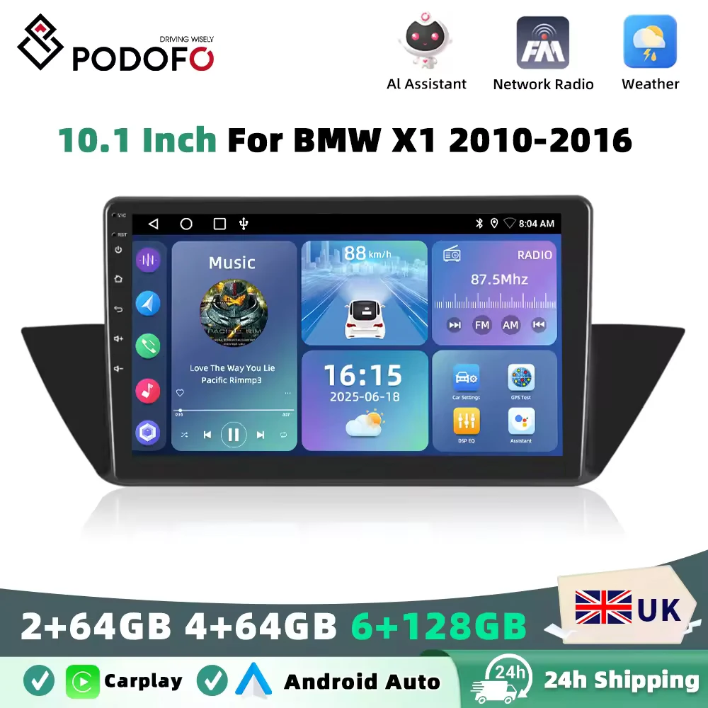 Podofo For BMW X1 2010-2016 Car Radio Multimedia Video Player Navigation stereo GPS Android 2din 2 din No dvd Head Unit