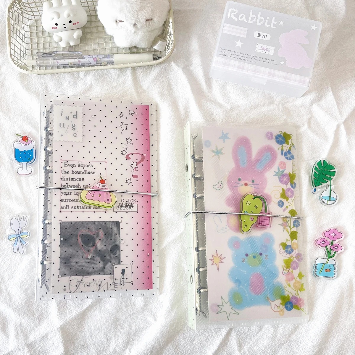 Polka Dot A6 PER Binder Planner Star Design Twill Texture Notebook Minimalist High Aesthetic Journal for Office School