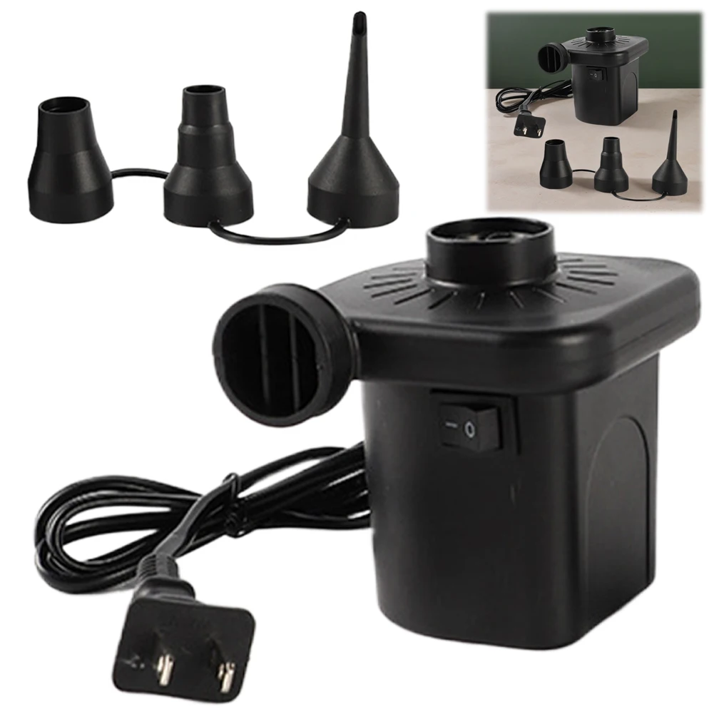 Portable Air Pump with 3 Nozzles Air Mattress Pump Inflator/Deflator Pumps for Inflatable Air Mattress Boats Swimming Ring