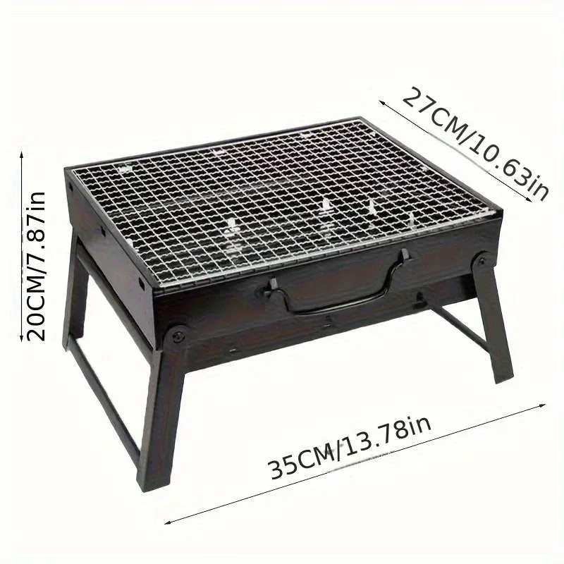 Portable Mini Charcoal BBQ Grill Stainless Steel Outdoor Cooking Tool Kit for Camping Picnic Beach