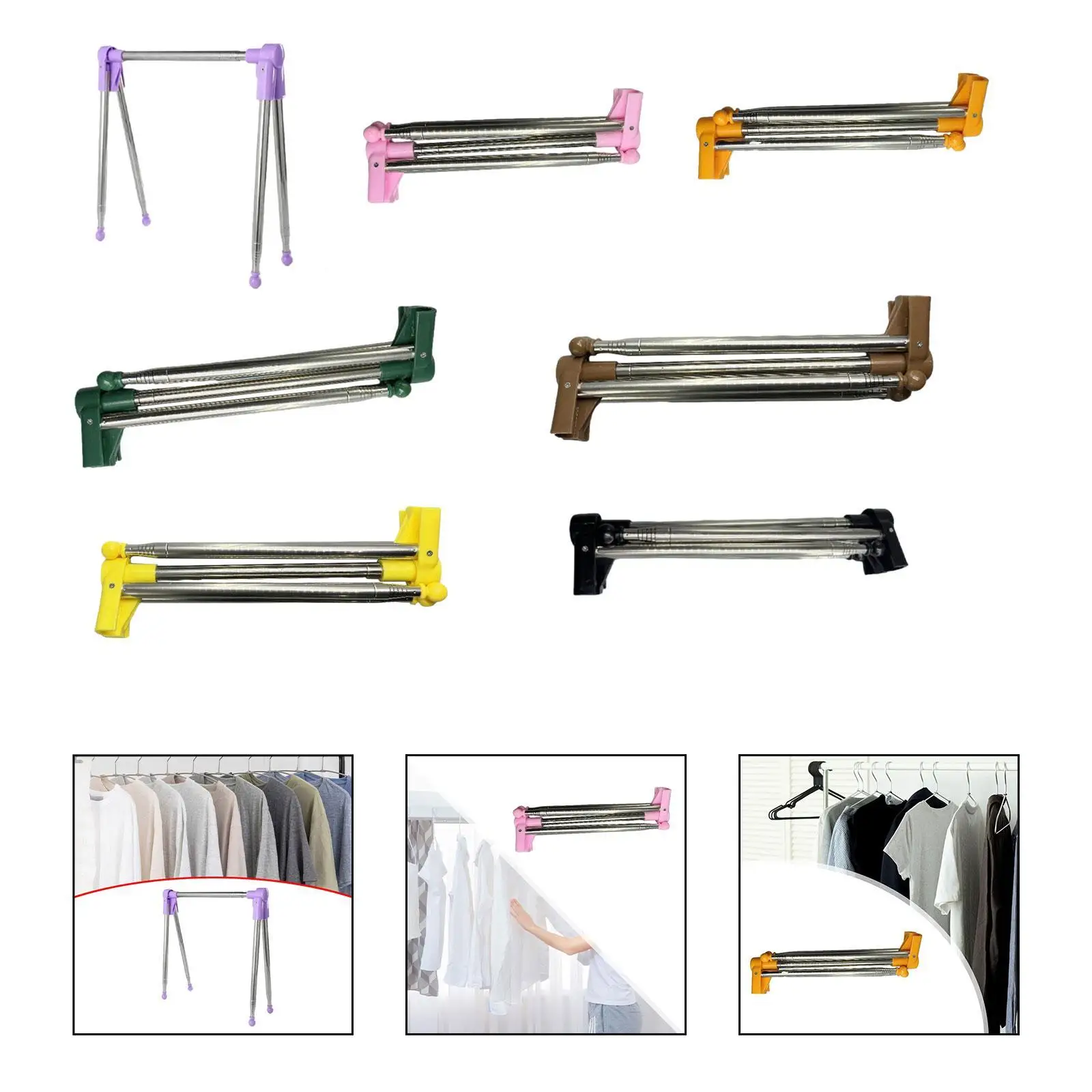 Portable Travel Garment Rack Metal Clothes Rail for Dance Outdoor Hotel Room