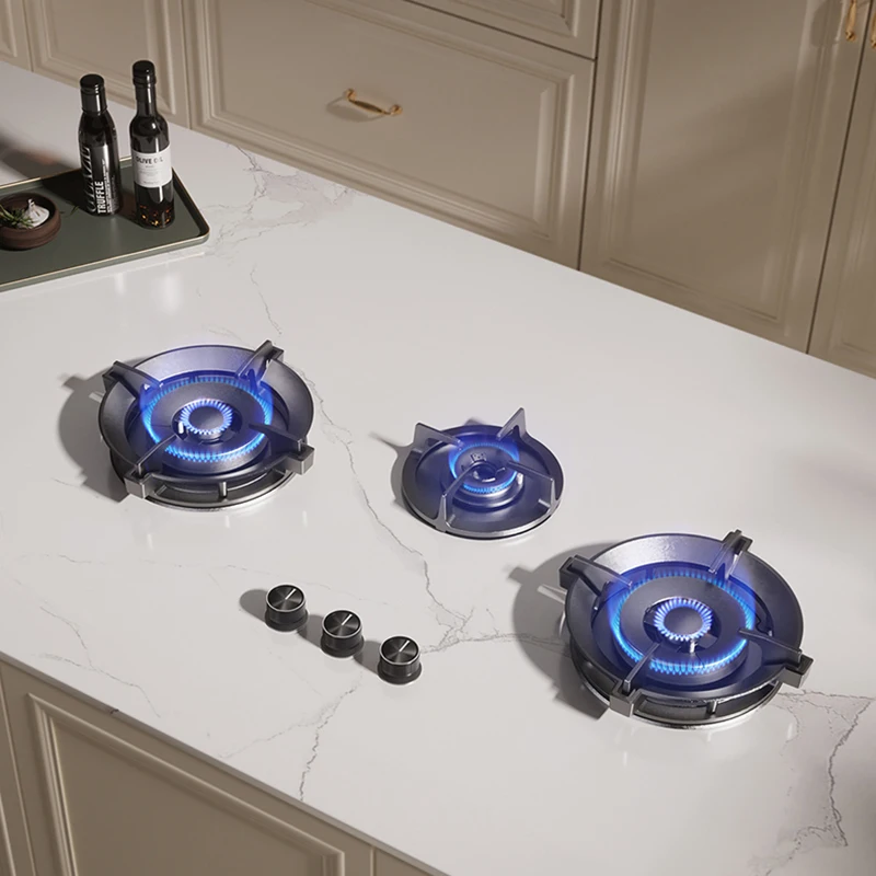 Premium Built-in Gas Cooktop 3-Burner 5.2KW Copper Flame Failure Protection Panel-Ready for Custom Kitchen