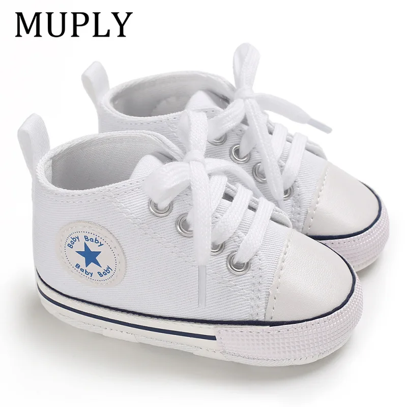 Print Star Sports Baby Canvas Classic Sneakers Newborn Baby Boys Girls First Walkers Shoes Infant Toddler Anti-slip Baby Shoes