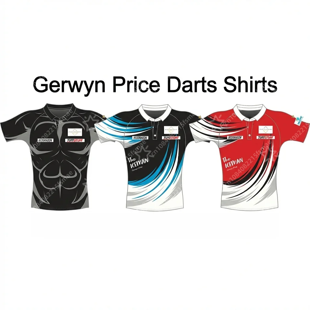 Professional Gerwyn Price Iceman Darts Shirt Men's Quick Dry Breathable Darts Jersey Polo Sports Training Team Tee Uniform Tops