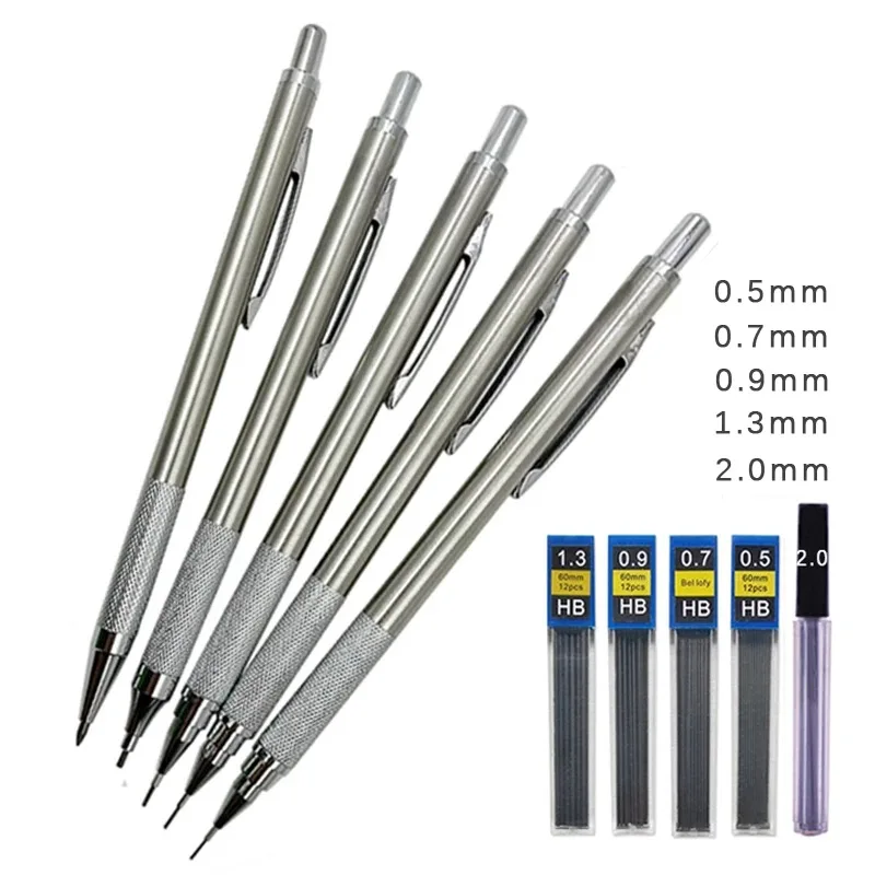 Professional Metal Mechanical Pencil for Sketching 0.3/0.5/0.7/0.9/1.3/2.0/3.0mm