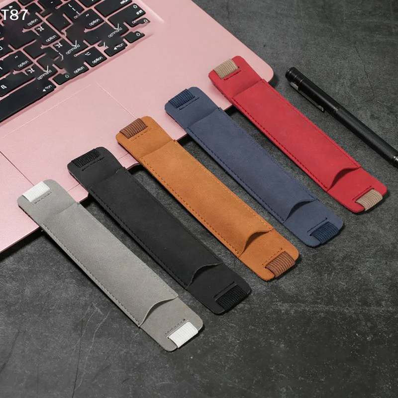Pu Leather Pen Holder Portable Lightweight Office Meeting Supply Hot Sale Pen Bag Pencil Case Elastic Buckle Pen Clip