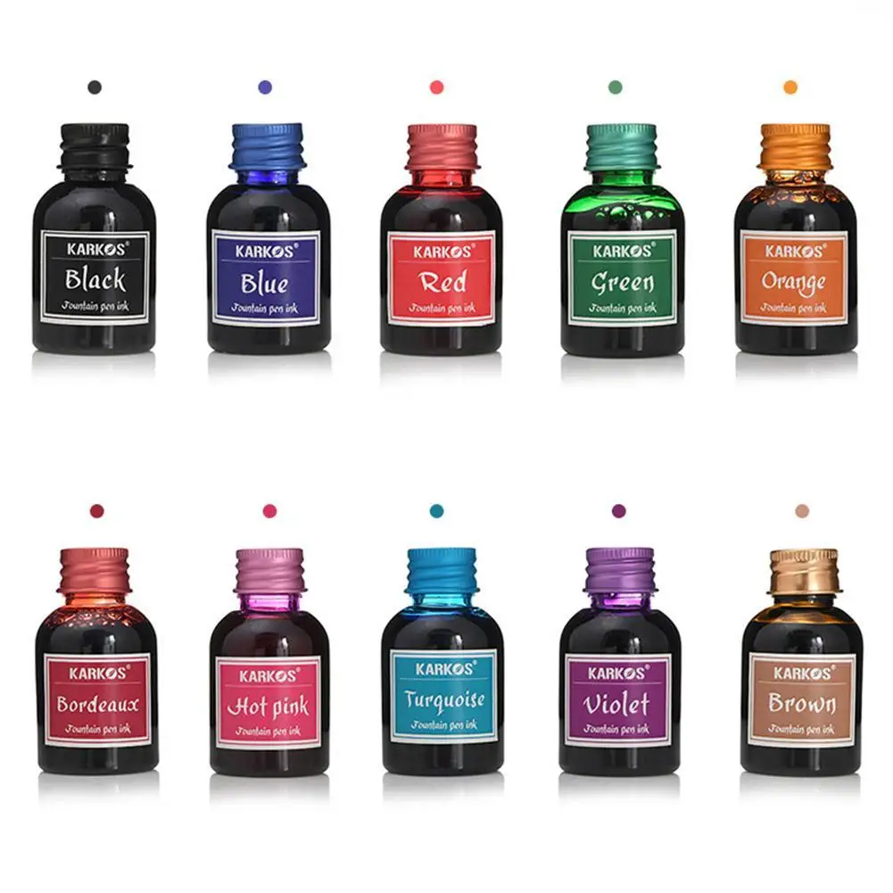 Pure Colorful 30ml Fountain Pen Ink Bottle, Smooth Effortless Flawless Writing, 30ml Refilling Inks Stationery Office Supplies