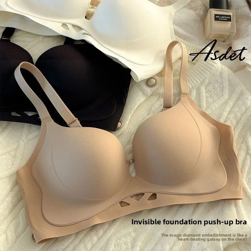 Push Up Bra for Small Chest Invisible Seamless Underwear Skin Tone Plunge Bra with Light Padding Natural Lift No Show Coverage