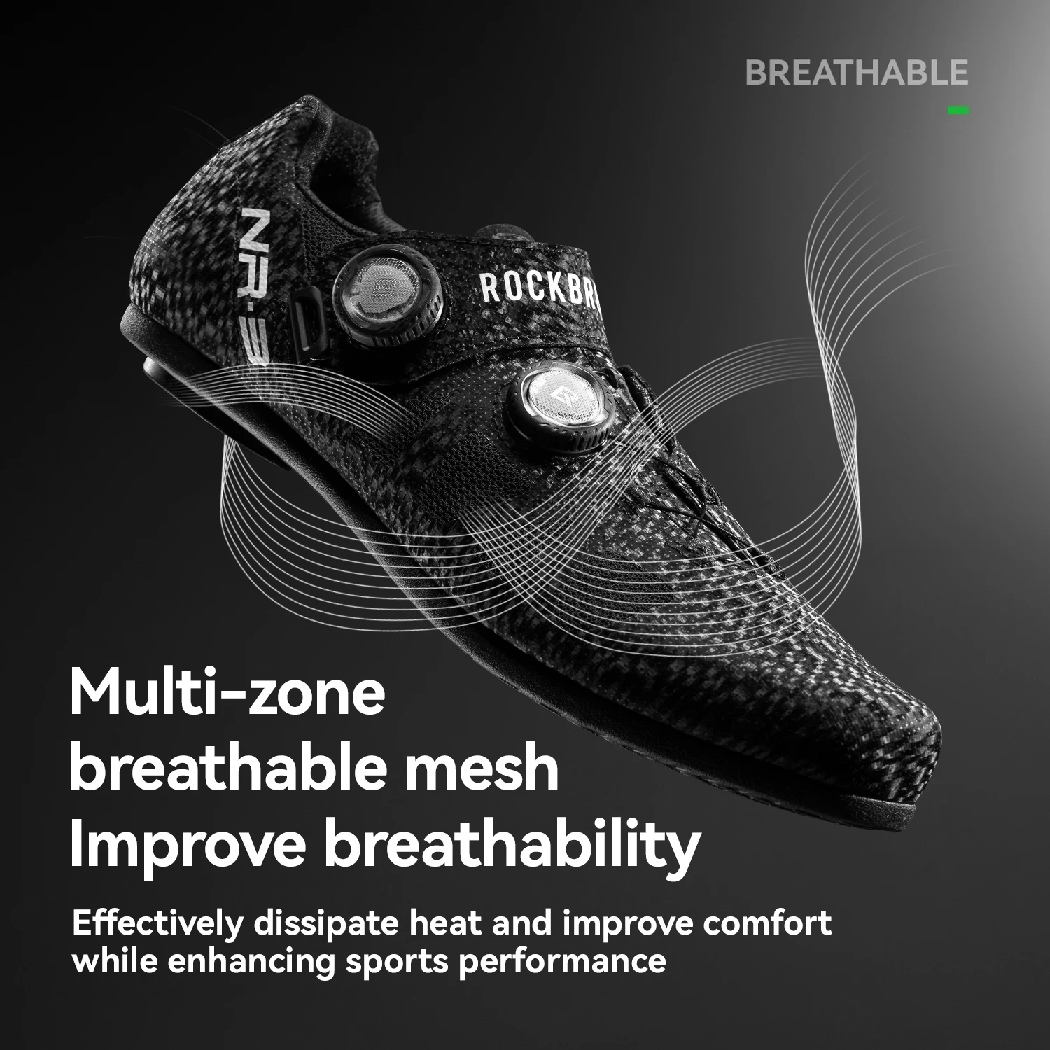 ROCKBROS Non-Locking Cycling Shoes Rubber Non-Slip Sole Breathable Mesh Bike Shoes Adjustable Knob Lightweight Bicycle Footwear