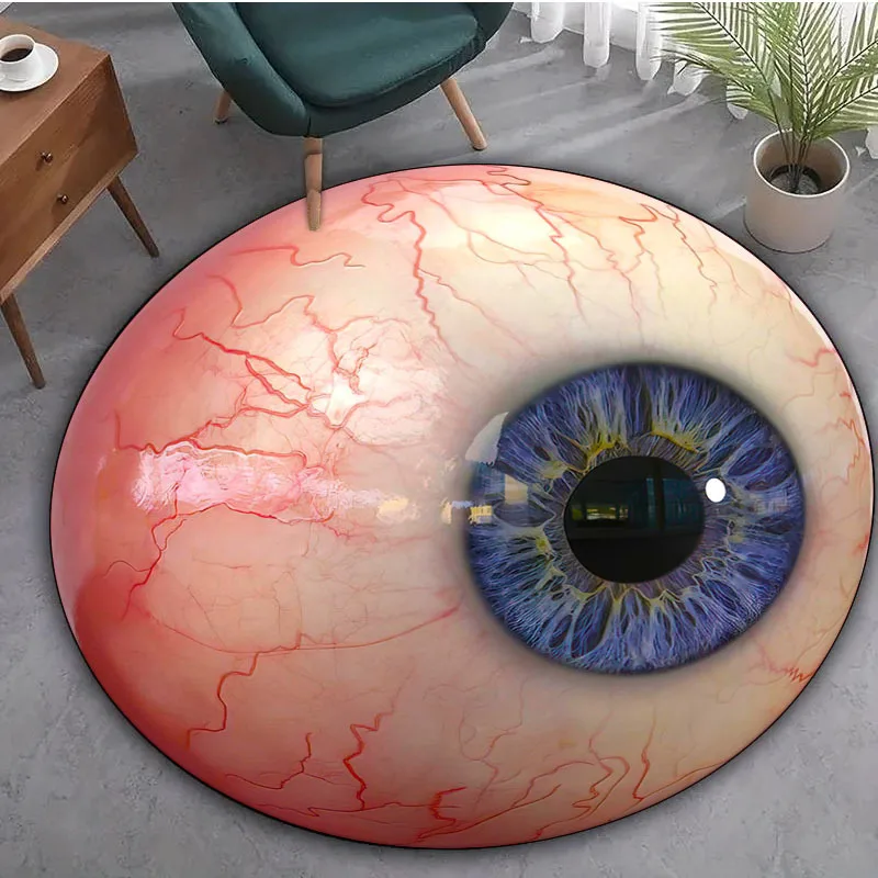 Realistic Eyeball Design Round Carpet, Polyester Home Decor Mat for Bedroom Bar Yoga Balcony Travel, Eye-Shaped Rug Mat