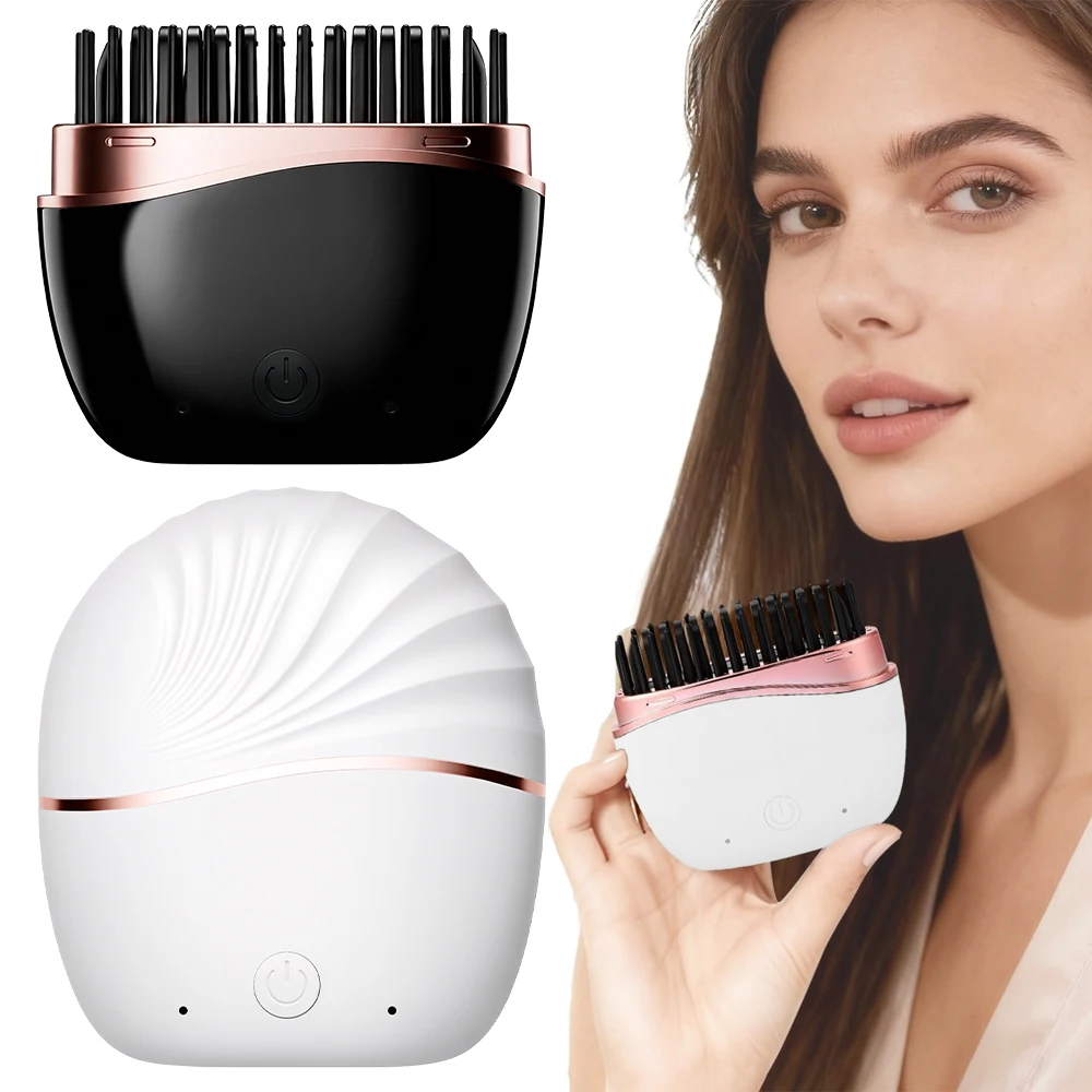 Rechargeable Ionic Straightening Comb Wireless Hair Straightener Brush for Hair Styling-2 Temp Settings, Fast Heating & Auto-Off