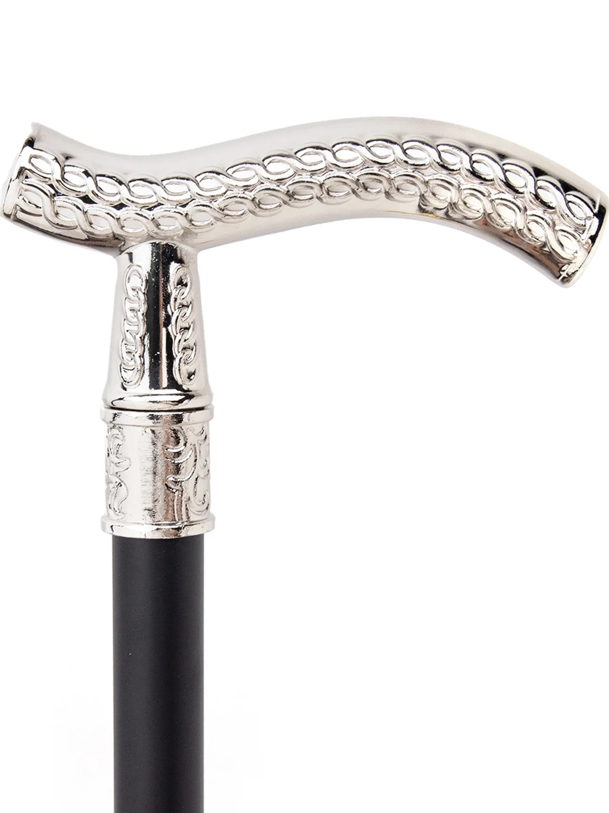 Retro Silver Metal Gentleman's Cane Briti Sle Carved Handle Civilized Sti Stage Cosplay Prop Walking Sti