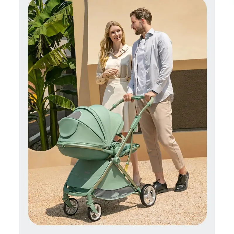 Reversible Baby Stroller High Landscape Lightweight Foldable Reclining Seat Newborn Toddler Boy Girl Travel Pushchair High View