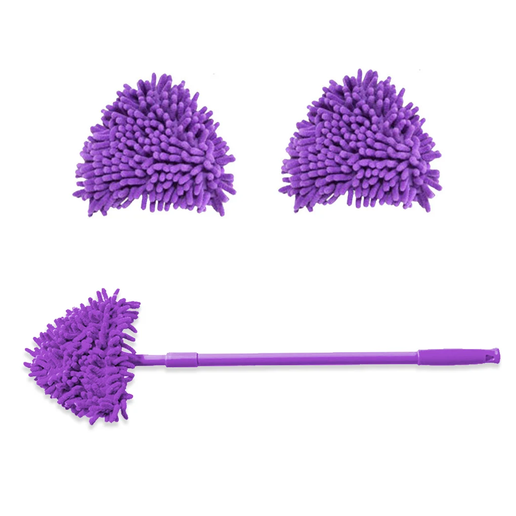 Rotating Wet Dry Floor Mop Washroom Detachable Telescopic Cleaning Tool Purple