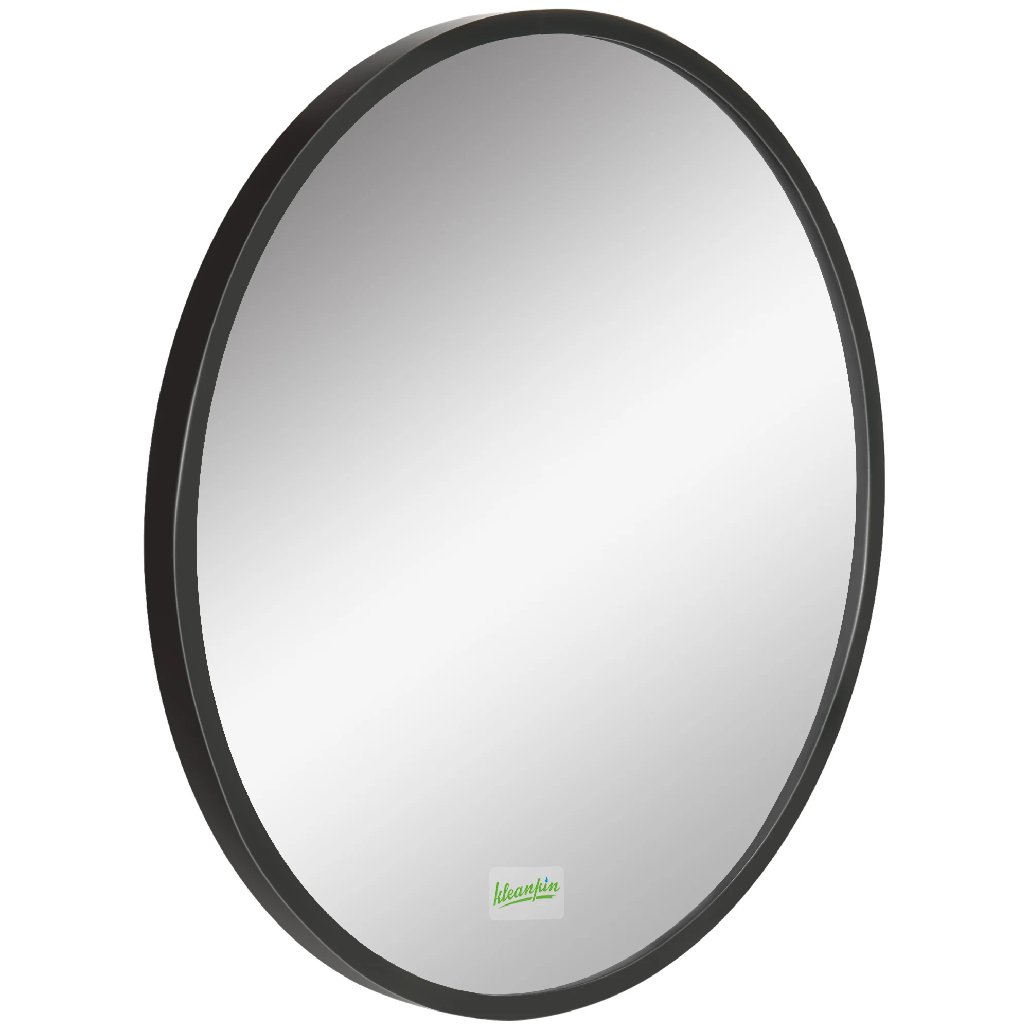 Round Bathroom Mirror: Wall-Mounted Makeup Mirror with Aluminium Frame, Black | UK