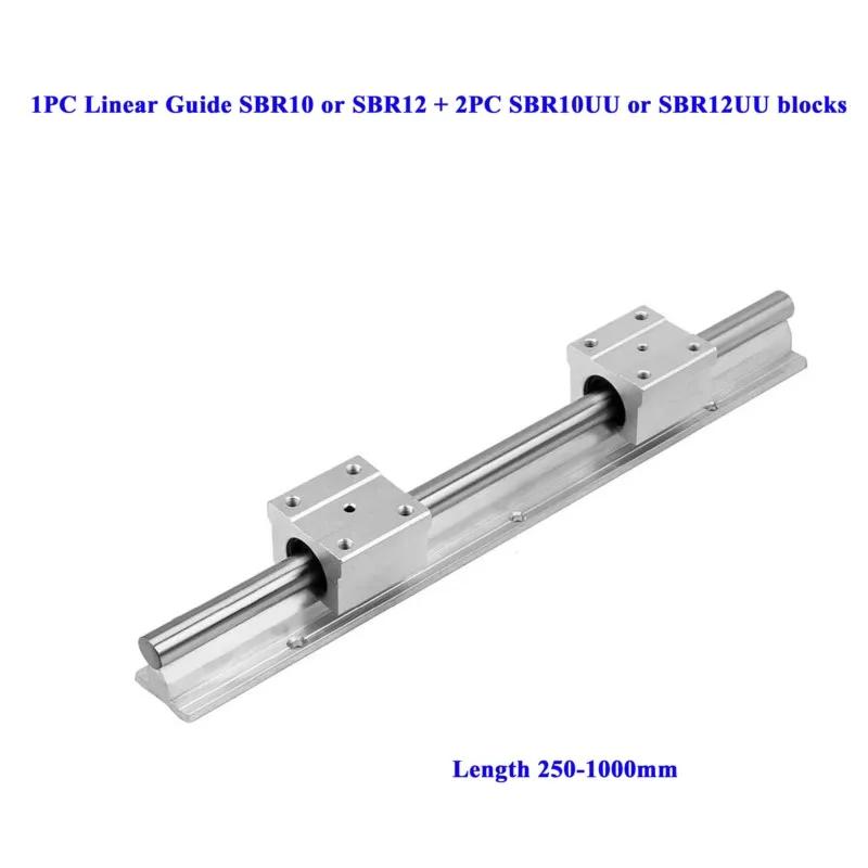 SBR Linear Rail SBR10 SBR12 250-1000mm 1set: 1 Pcs Linear Guide SBR10 Or SBR12 +2 Pcs SBR10UU or SBR12UU Blocks For 3D Part