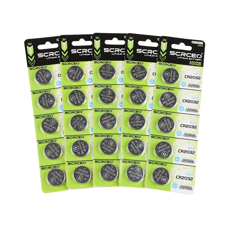 SCRCEO CR2032 Lithium Battery 3V 200mAh DL2032,5004LC Compatible Long Lasting for Car Key Fob,Remote Control,Watch,Toy(2-100pcs)