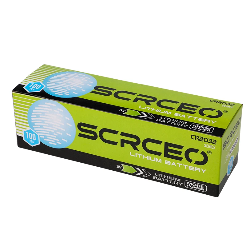 SCRCEO CR2032 Lithium Battery 3V 200mAh DL2032,5004LC Compatible Long Lasting for Car Key Fob,Remote Control,Watch,Toy(2-100pcs)
