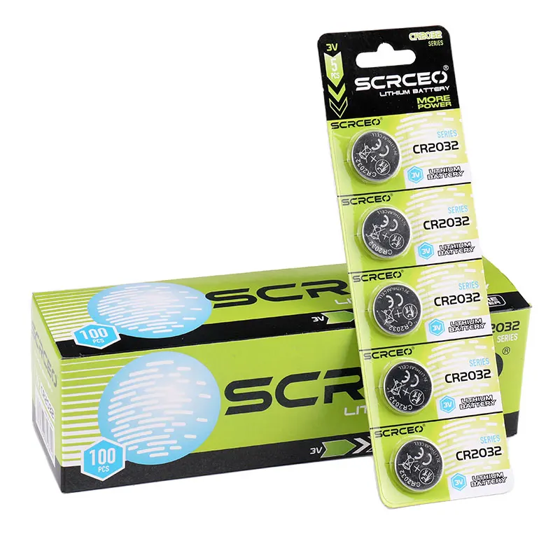 SCRCEO CR2032 Lithium Battery 3V 200mAh DL2032,5004LC Compatible Long Lasting for Car Key Fob,Remote Control,Watch,Toy(2-100pcs)