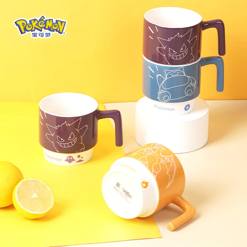 SHUNXIANG Pokemon Licensed Cartoon Ceramic Mugs Stackable Coffee Milk Tea Cups Kids Coffee Cups Strengthen Porcelain Drinkware