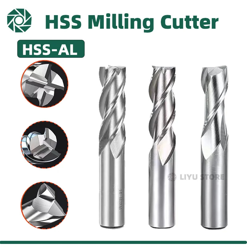 SIQI End Mills High Precision HSS Metal Cutter Co8 Cobalt D1-32mm 2 3 4 Flutes Teeth Aluminum Milling Tool Key Seater Router Bit