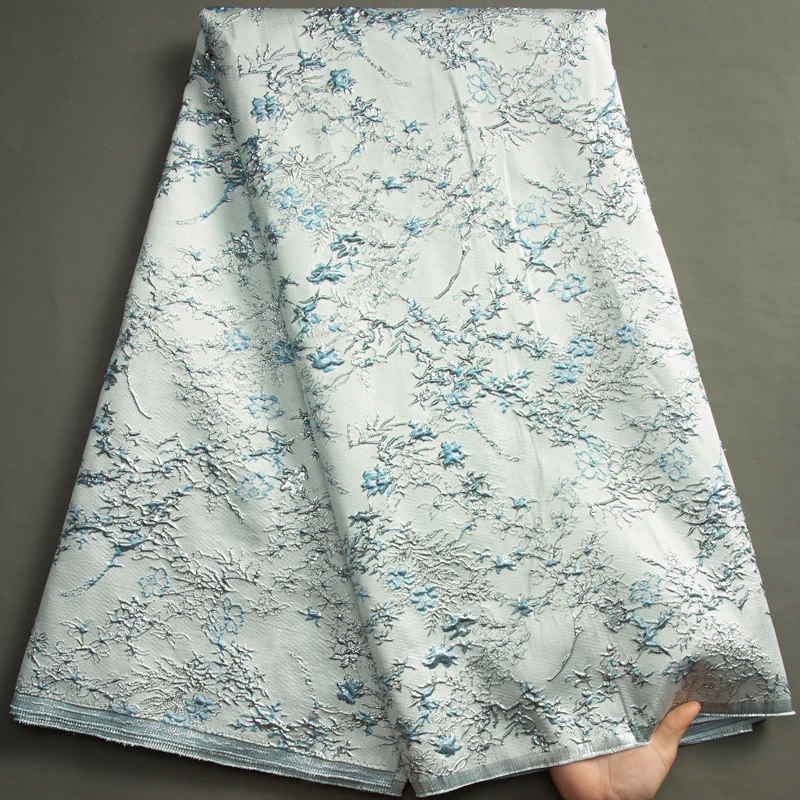 SJD LACE African Brocade Jacquard Lace Fabrics 5Yards 2024 High Quality French Gilded Lace For Women Wedding Party Dresses A3464