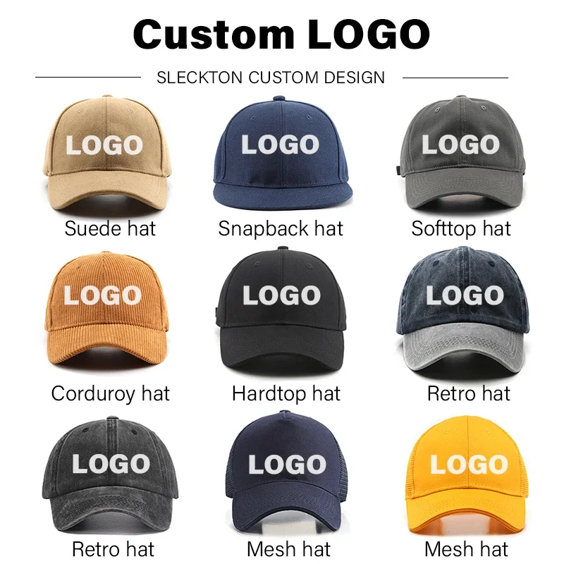 SLECKTON Fashion DIY Custom Letter Embroidery Hats Baseball Cap for Women and Men Cotton Design LOGO Brand Caps Unisex Wholesale
