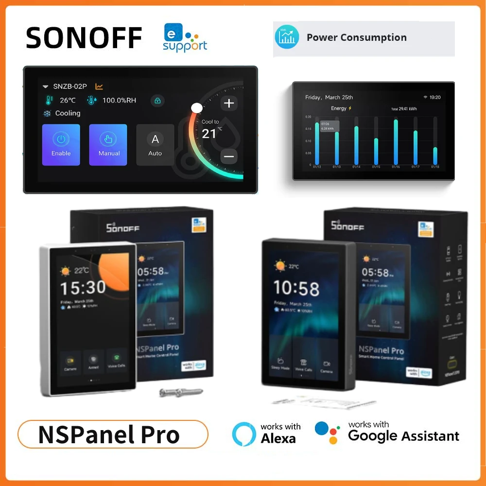 SONOFF NSPanel Pro 120 Type Smart Home Control Panel Smart Thermostst Power Consumption DIY Switch Module via Alexa google home