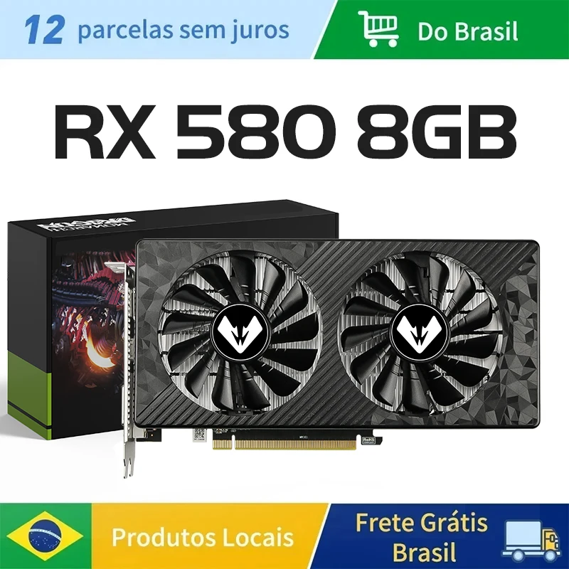 SOYO Graphics Cards AMD Radeon RX580 2048SP 8G GDDR5 256bit DVI DP Video Gaming Card Desktop Computer components GPU RX 580