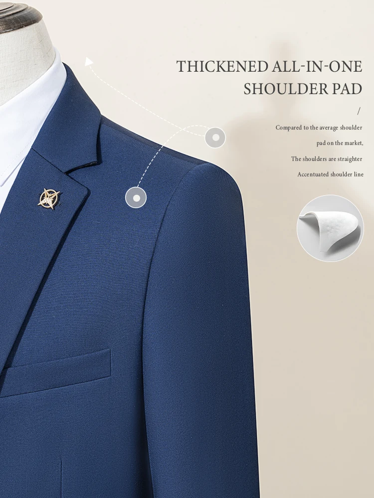 ST Cassy High Quality Men's Suit Slim Fit Solid Color Suit Formal Business Office Single Breasted Coat Pants 2 Pieces Set