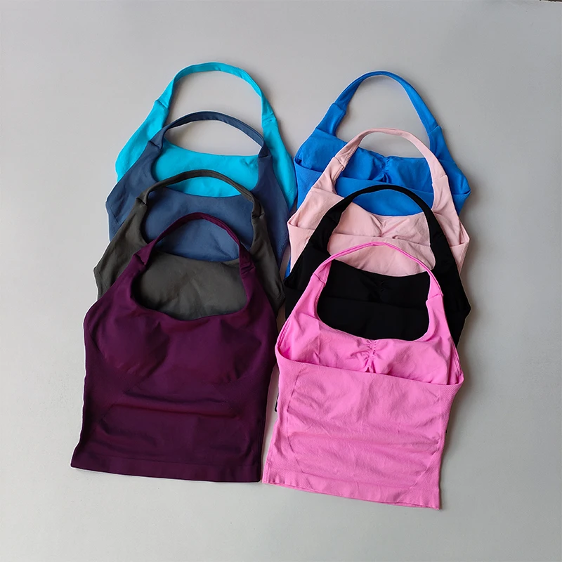 Seamless Cross Back Yoga Sports Bra Summer Shock Proof Gym Workout Fitness Push up Top Yoga Running Active Sportswear Vest Bra
