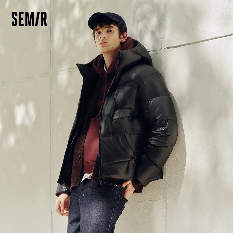 Semir Down Jacket Men Loose Hooded Puffer Three-Resistant Outerwear Heat-Generating Anti-Static 2025 New Winter Wear Men's Wear