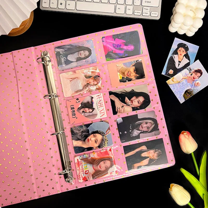 Sharkbang 10pcs A4 Binder Sleeves 7 Holes Postcards Sticker Organizer 11 Designs PP Refill Ring Bags Stationery Accessories