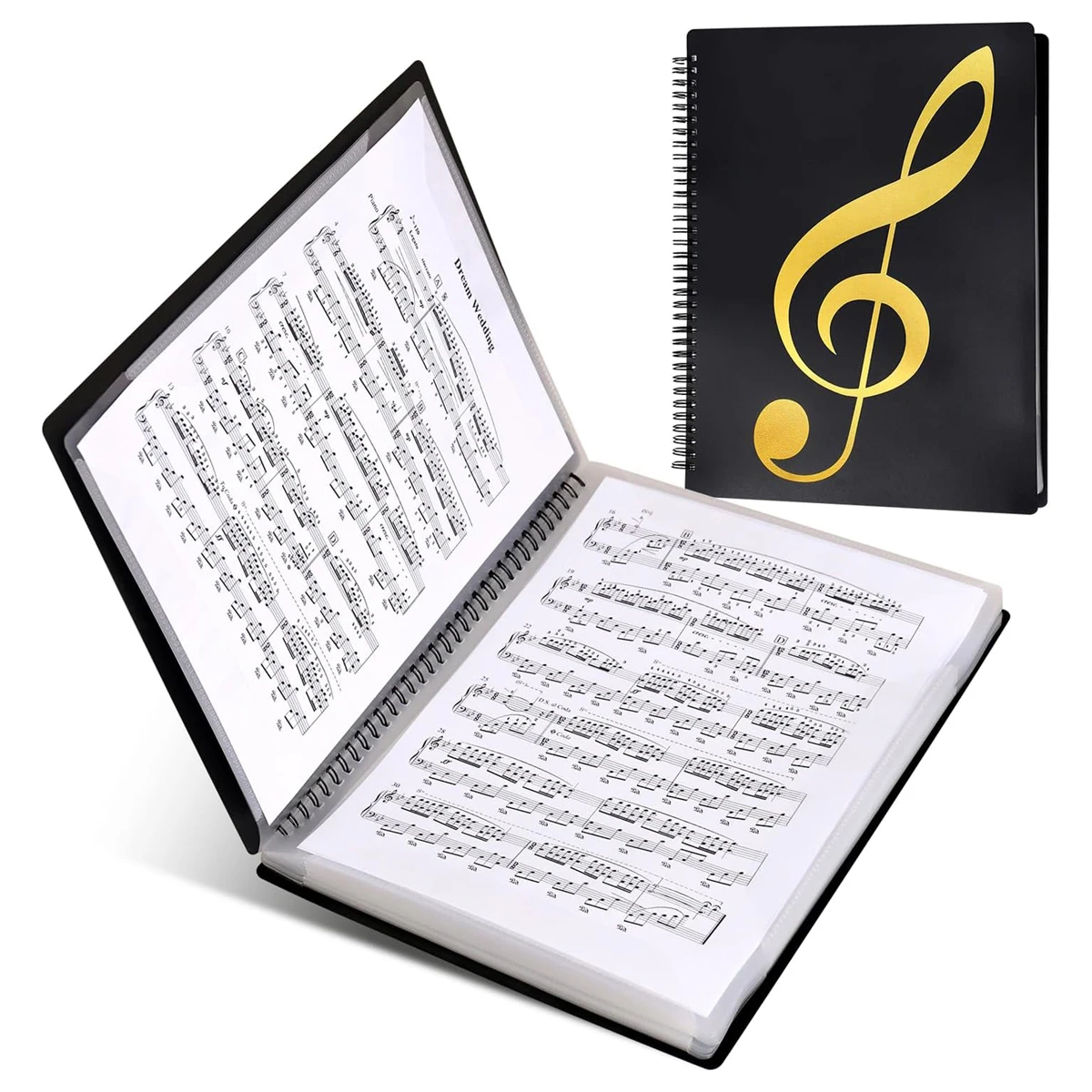 Sheet Music Binder, 60 Pages Sheet Music Binder, Fits 8.5 x 11.5 Inch Letter Size/A4, Music Storage Folder