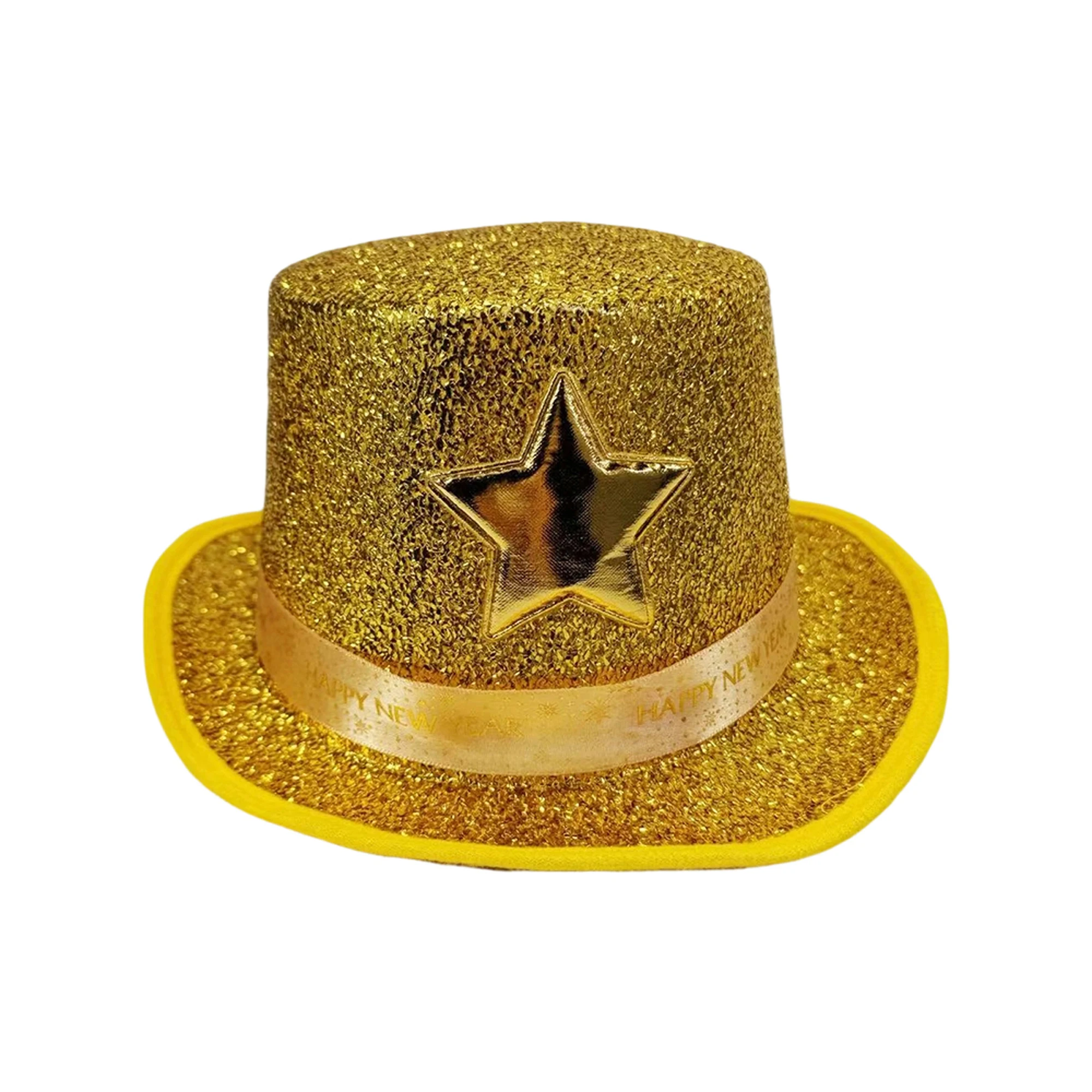 Shiny Sequin Top Hats with Glitter Stars for New Year s Eve Disco Party Supplies Magician Birthday Wedding and Carnivals