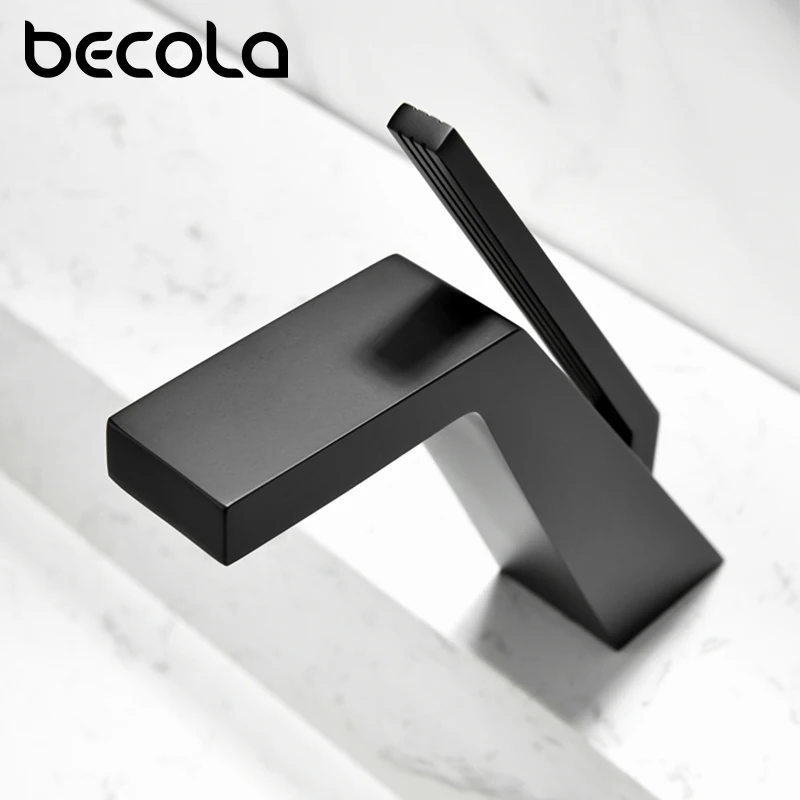 Single Handle Bathroom Faucet Black/Chrome Deck Mounted Sink Mixer Tap Cold And Hot Crane Faucet for Kitchen And Bath