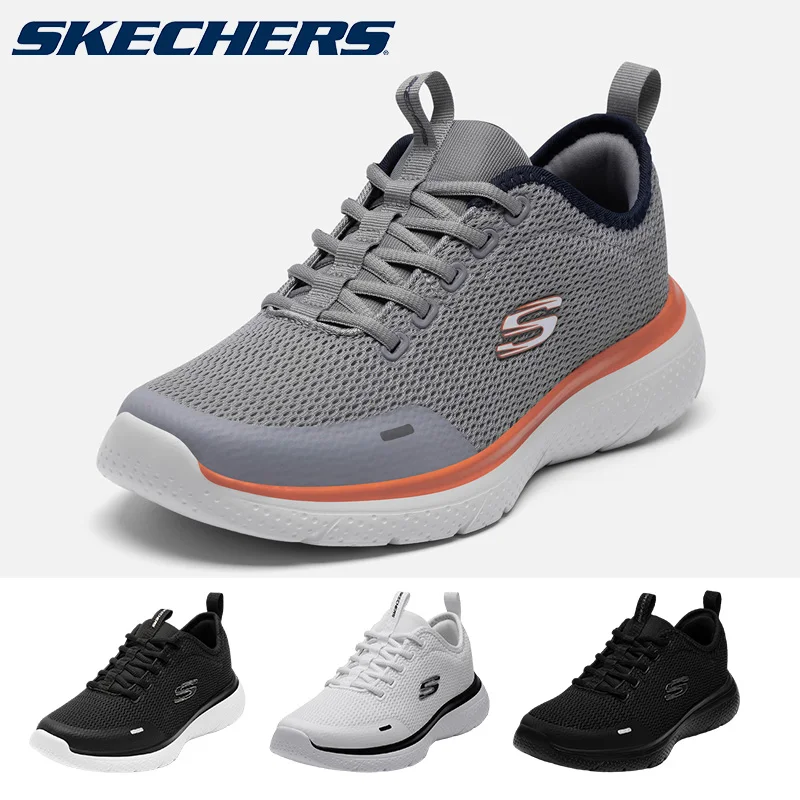 Skechers Shoes for Men Sports Running Jogging Shoes 2025 New Fashionable Breathable Male Sneakers Shock-absorption Black Tennis