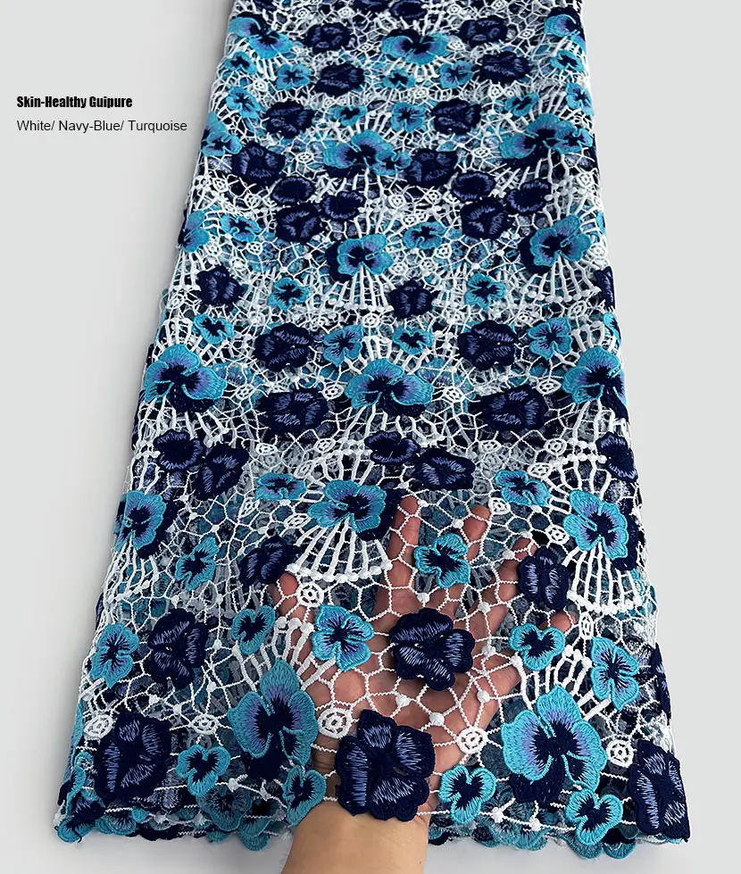 Skin Friendly Guipure Lace 5 Yards Latest 2026 African Embroidered Cord Fabric Cupion Garment Perfect For Casual Occasional Wear