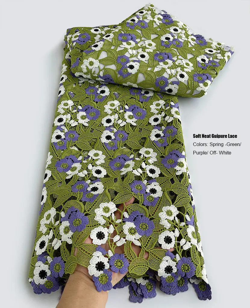 Skin Friendly Guipure Lace 5 Yards Latest 2026 African Embroidered Cord Fabric Cupion Garment Perfect For Casual Occasional Wear