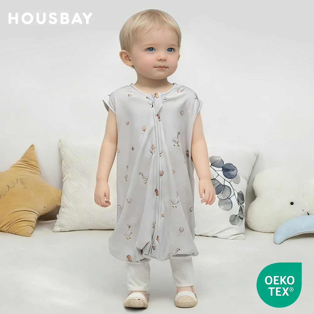 Sleeping Bag For Children 1-6 Years Summer Thin 100% Cotton Comfortable Baby Sleepsack With Leg Sleeveless 2-Ways Zipper