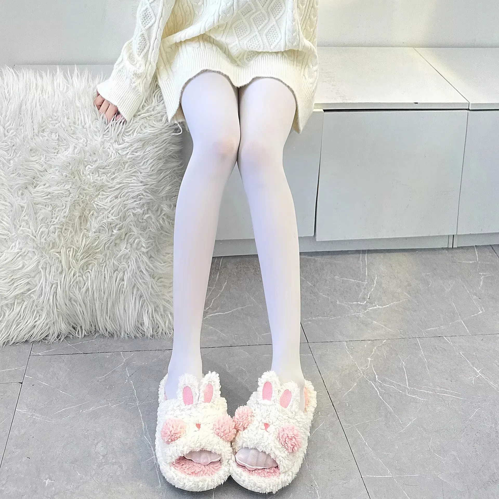 Slim fit Tights Opaque Thermal Stretch Leggings Autumn/ Winter Thick Warm Comfortable White Stockings Lolita Pantyhose for Women