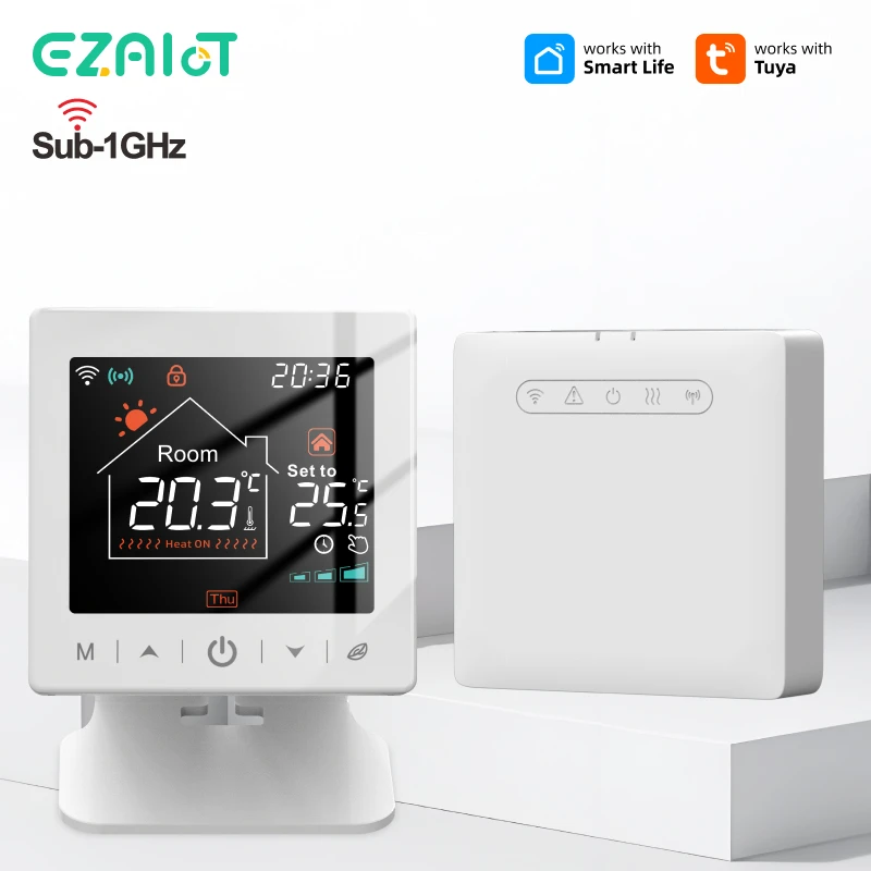Smart home Wifi thermostat tuya RF wireless gas boiler heating programmable room temperature remote controller with alexa google