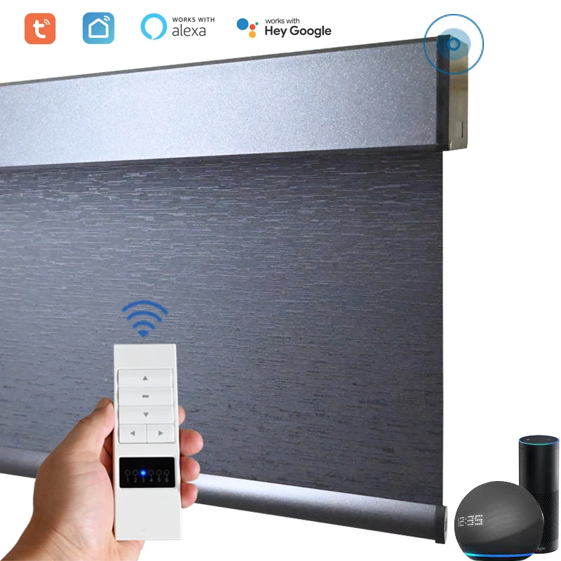 SmartMatters Blackout Roller Shades Cordless Motorized Blinds for Windows Smart Zigbee Wifi Tuya Alexa Google Home Compatible