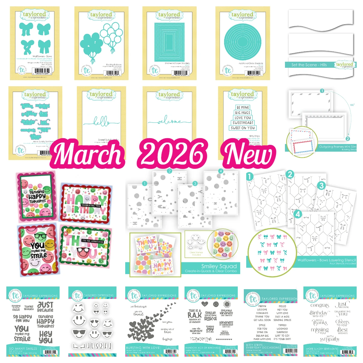 So Many Smiles Wallflowers - Bows Sweet Script Metal Cutting Dies Stamps for DIY Scrapbook Handmade Diary Calendar March 2026New