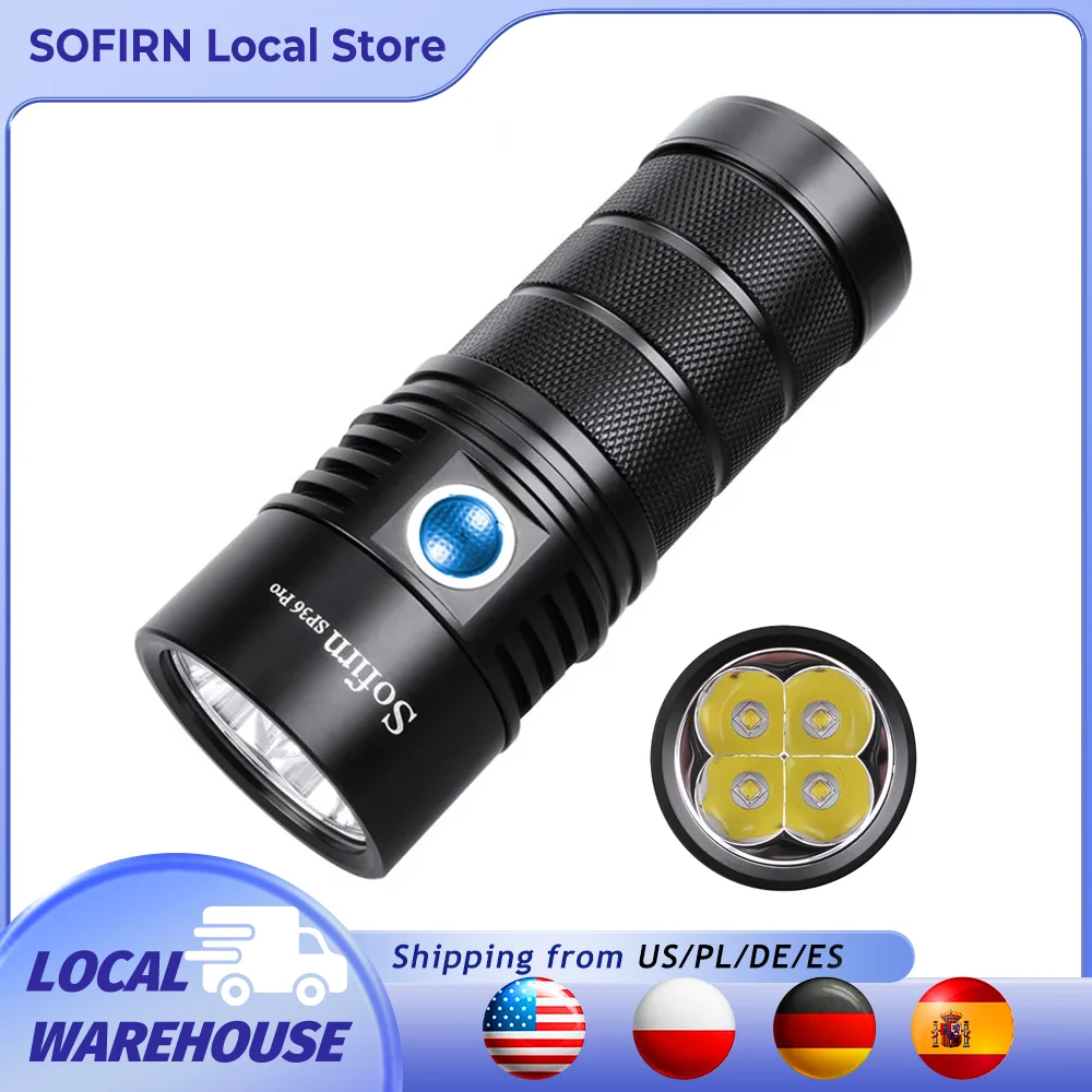 Sofirn SP36 Pro 8000lm Powerful LED Flashlight 4*SST40 USB C Rechargeable 18650 Torch