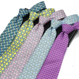 Soft Men's Imitation Silk 52 Colorful 8cm Lines Geometric Patterns Leisure Tie Business Party Gentleman Necktie Accessories Gift