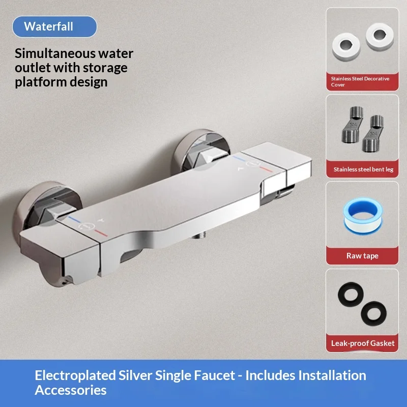 Solid Brass Triple Handle Tub Shower Faucet - Hot/Cold Mixing Valve with Shower Head Kit, All-Brass Bathroom Fixture