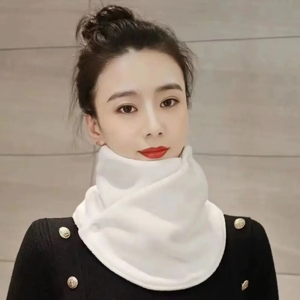 Solid Color Fleece Neck Scarf Multifunctional Thickened Plush Neck Protector Neck Collar Neckerchief Plush Neck Cover Female