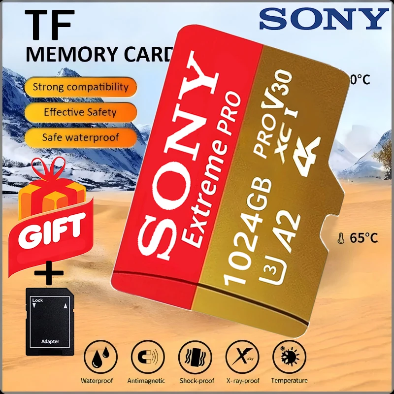 Sony 1TB 512GB Micro TF SD Card High Speed Transfer Ultra SD Memory Card A2 TF Flash Cards for Phone Camera 256GB 128GB 64GB